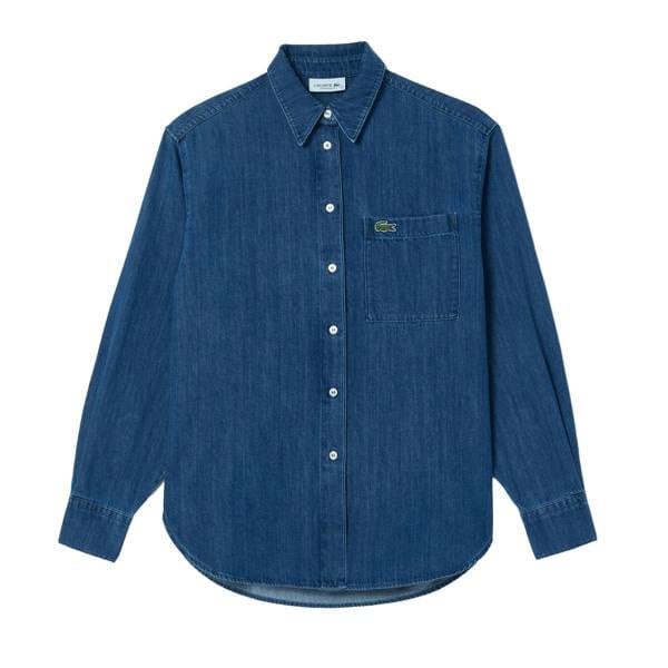 Lacoste Womens/Ladies Denim Shirt - Medium Blue - 