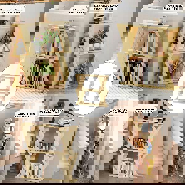 Levede Slim Side Table with Storage Shelf Sofa End  Accent Table Wooden 2 Tier