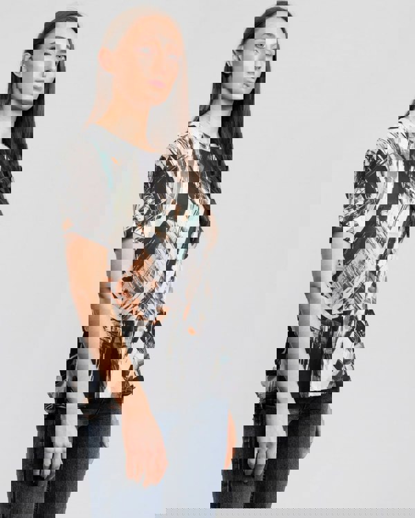 Great Plains Pastel Paint Peplum Womens Top