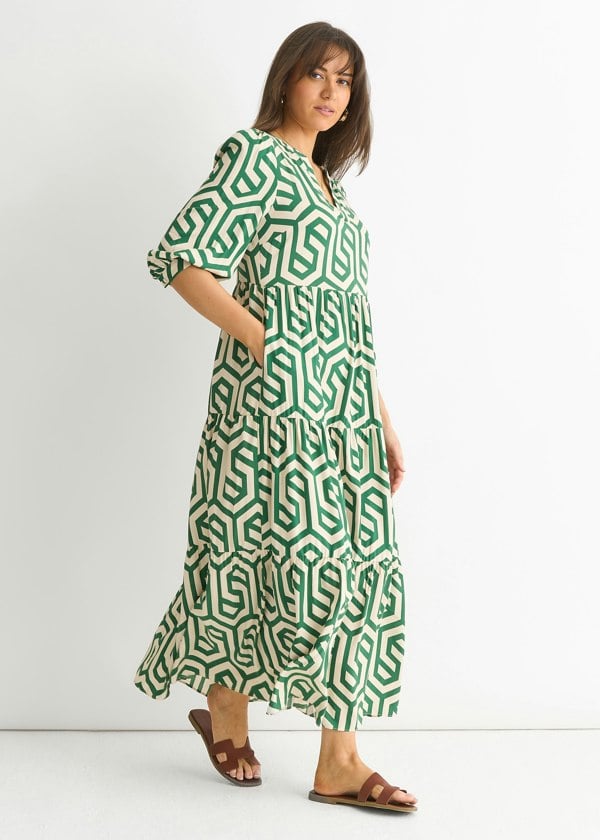 Gini London Green Long Sleeve Maxi Dress
