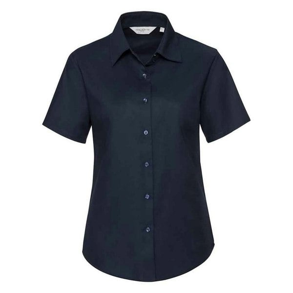 Russell Collection Women's Oxford Short-Sleeved Shirt - Bright Navy