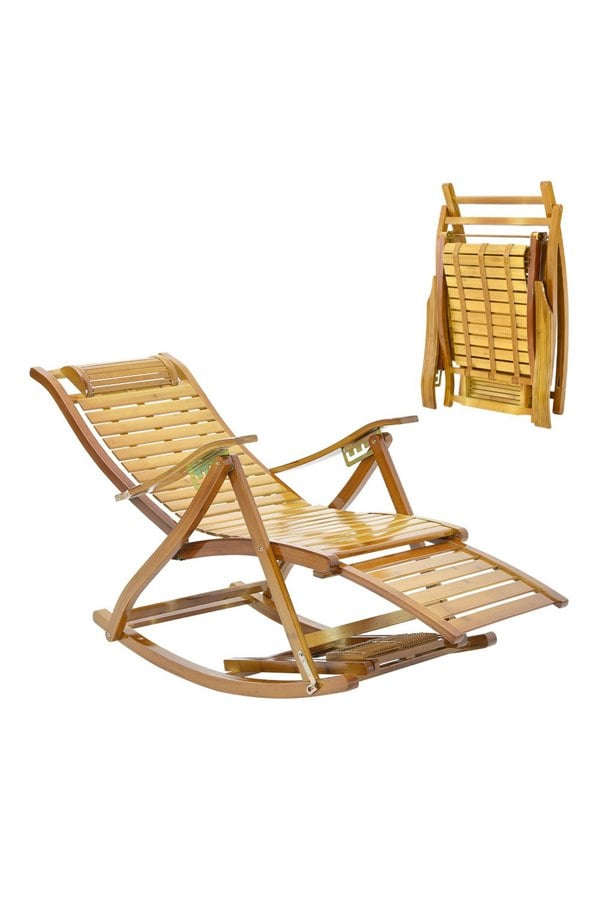 Living and Home Bamboo Rocking Chair Foldable Recliner