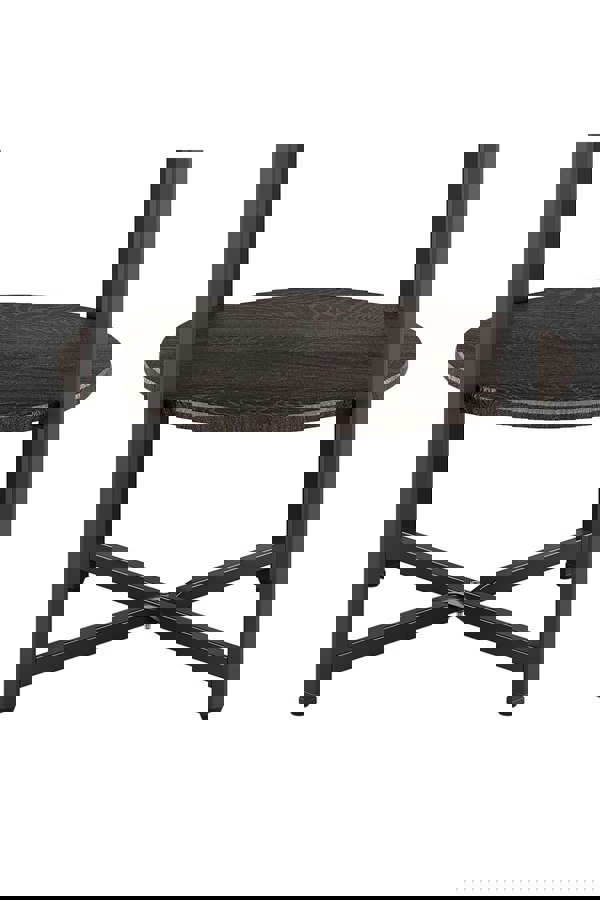 Living and Home Walnut Colored Small Round Coffee Table with 2 Tier