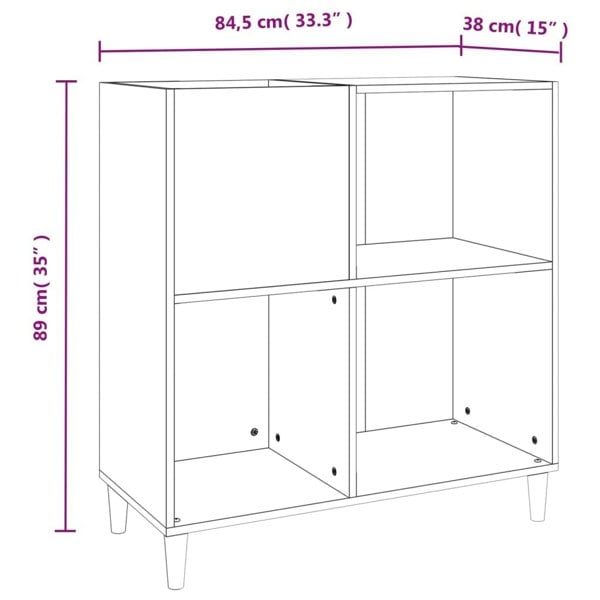 Berkfield Record Cabinet Black 84.5x38x89 cm Engineered Wood
