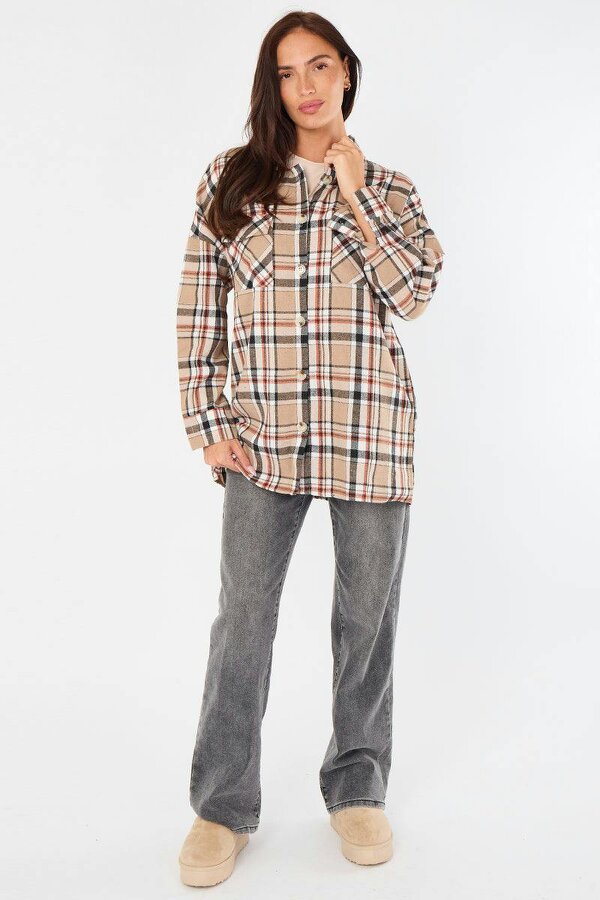Elaina Fashion Oversized Checkered Shirt