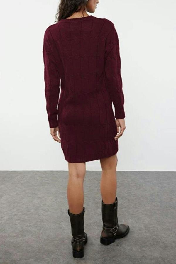 WOVCOR Mini Crew Neck Knit Dress