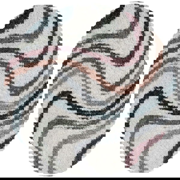 Moodi Shaggy Multicolour Rug, Striped design, Easy to clean| THE RUG