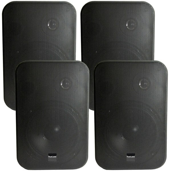 Bluetooth Sound System 4x Black 200W Wall Speakers - 2 Channel Stereo Amplifier