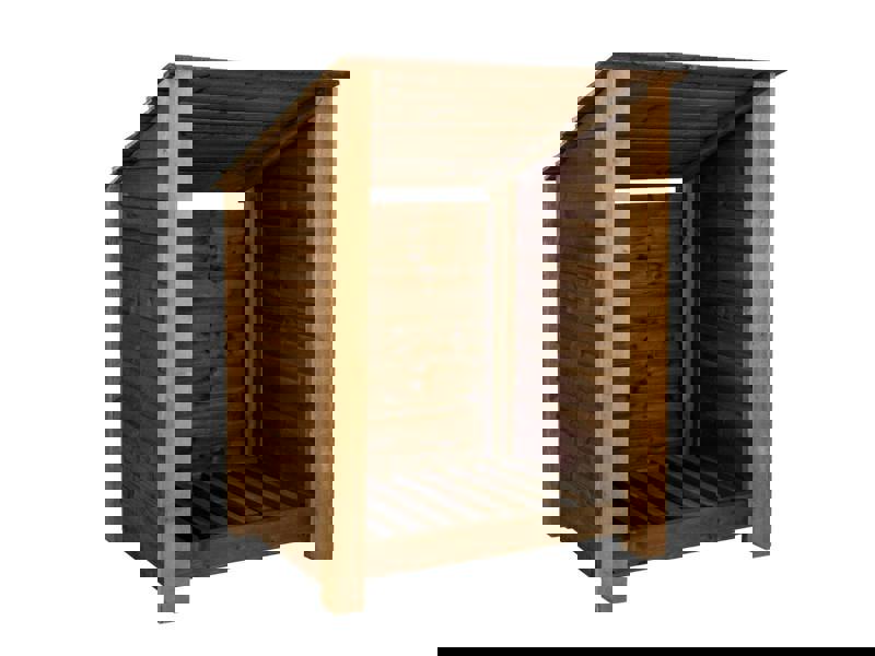 Arbor Garden Solutions Wooden Log Store (Roof Sloping Back) W-99cm, H-126cm Or 180cm, D-88cm - Brown Finish