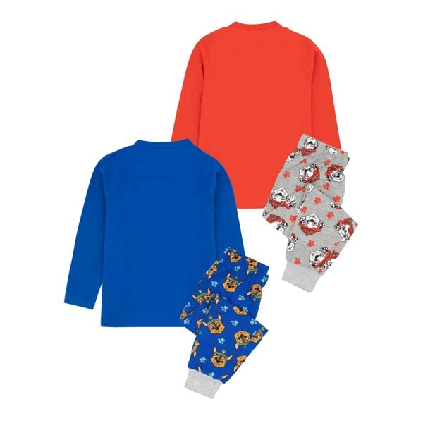 Paw Patrol Childrens/Kids Chase & Marshall Long Pyjama Set (Pack of 2) - Blue/Red/Grey