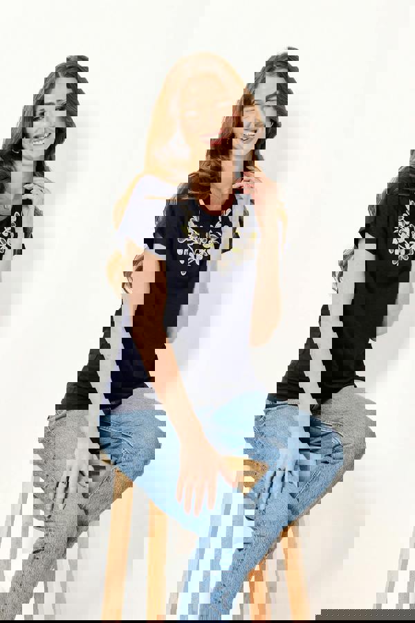 Mudflower Beaded Floral Embroidered Top