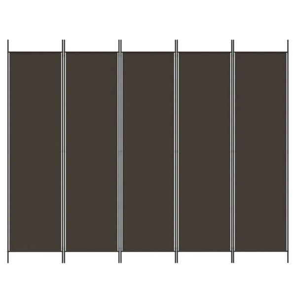 Berkfield 5-Panel Room Divider Brown 250x200 cm Fabric