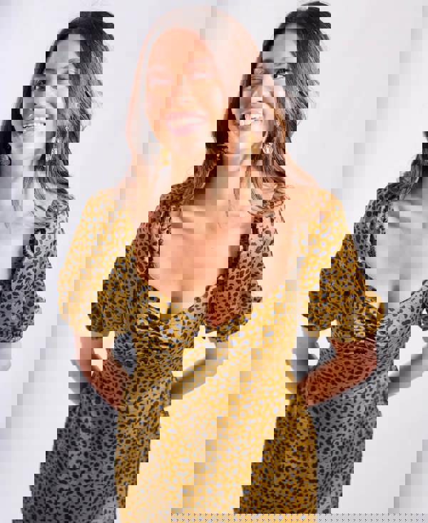 Brown Sweetheart neck Midi Dress