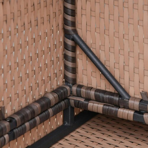 Wyld Haus Toleli Brown Rattan Orange Cushions 7 Seater Outdoor Sofa Set With Storage Tables