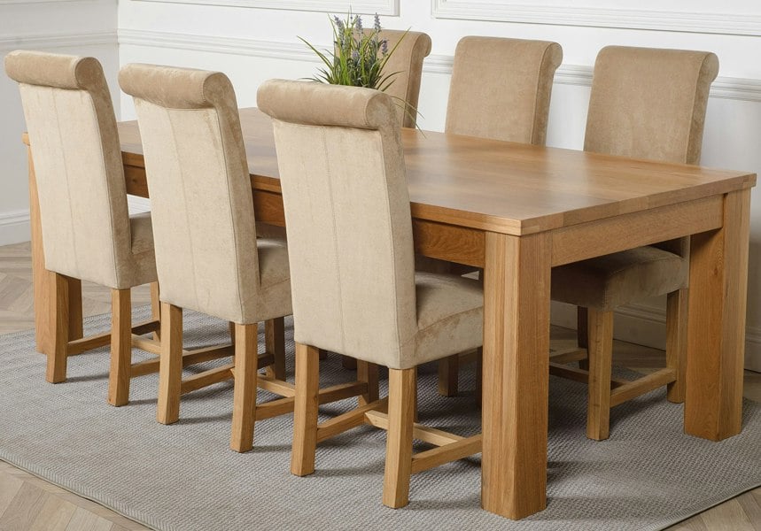 That's Furniture Dakota Extra Large Oak Dining Table with Washington Fabric Chairs