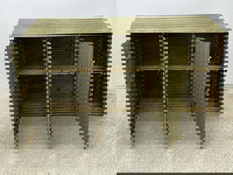 Arbor Garden Solutions Wooden Premium Tongue/Groove Log Store with Doors and Shelf W-335cm, H-126cm or 180cm, D-88cm