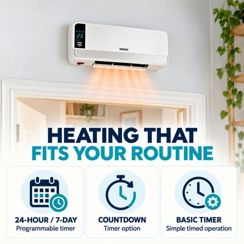 MYLEK Overdoor Heater 2kW Electric Air Curtain with Thermostat & Timer