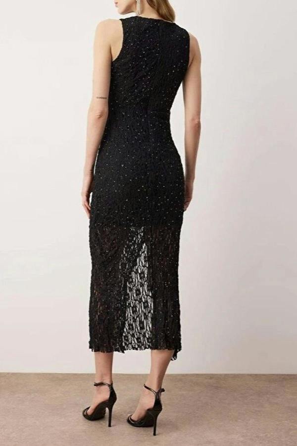 WOVCOR Stone Print Tulle Maxi Lined Party Dress