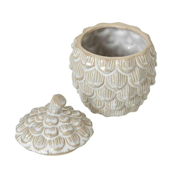 Hill Interiors Pine Cone Ceramic Trinket Dish - White - 