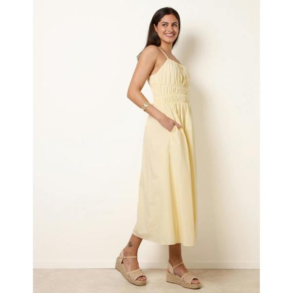 Blue Vanilla Ruched Binding Strappy Midi Dress