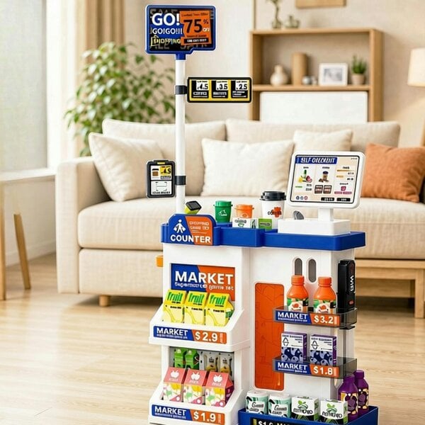 deAO Toys Kids Supermarket Playset – 50PCS Grocery Store Accessories  Ages 3+