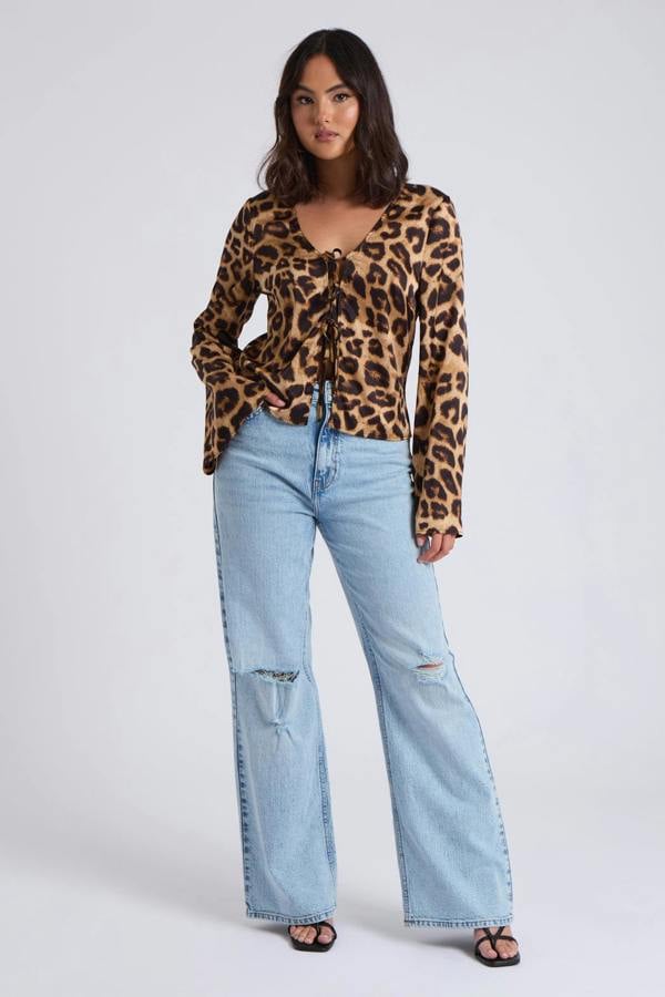 Urban Bliss Leopard Tie Front Top