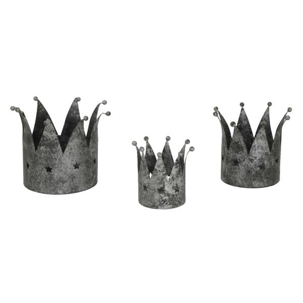 Hill Interiors Antique Crown Candle Holder - Silver - 