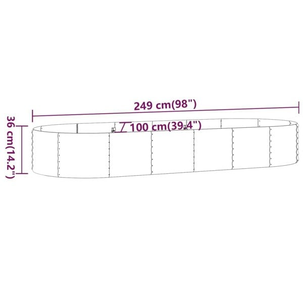 Berkfield Garden Raised Bed Powder-coated Steel 249x100x36 cm Grey