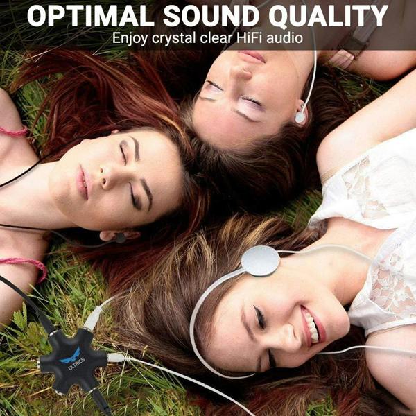 ULTRICS Headphone Splitter, 3.5mm Male to 5-Port Female Audio Adapter for Headphones and Speakers