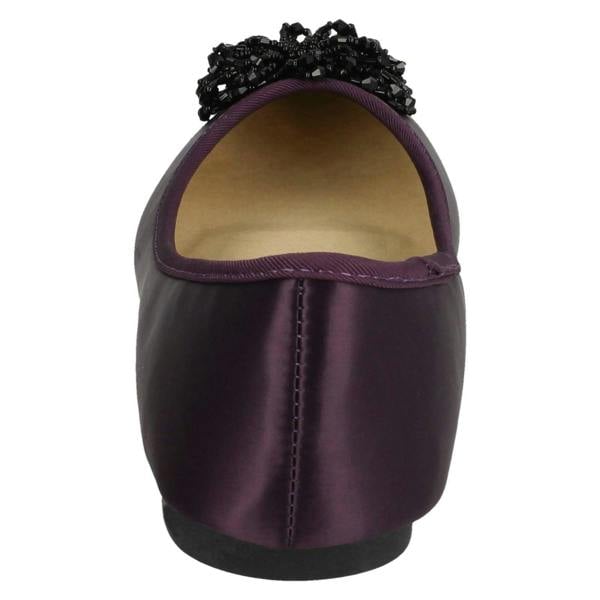Spot On Ladies Spot On Beaded Ruffle Vamp Flat Ballerina