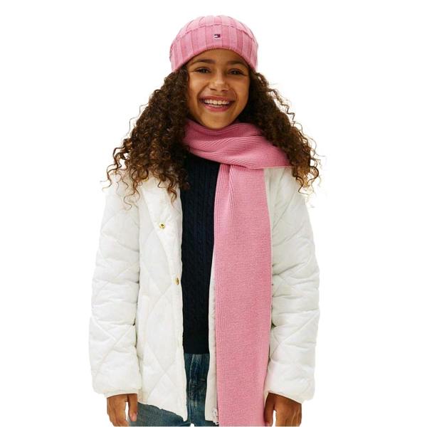 Tommy Hilfiger Childrens/Kids Logo Rib Knit Turn Up Beanie - Pink - 