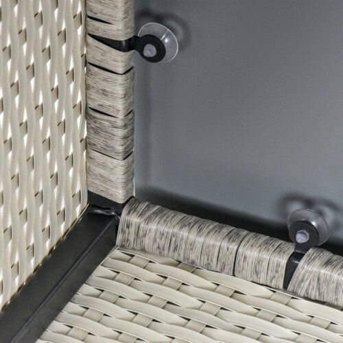 Wyld Haus Vimito Rattan Light Grey Square Outdoor Side Table With Glass Top
