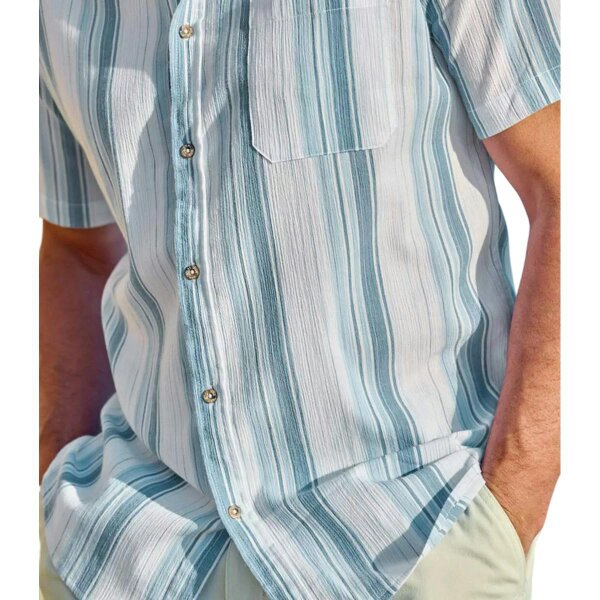 Atlas For Men Mens Striped Crepe Shirt - Blue