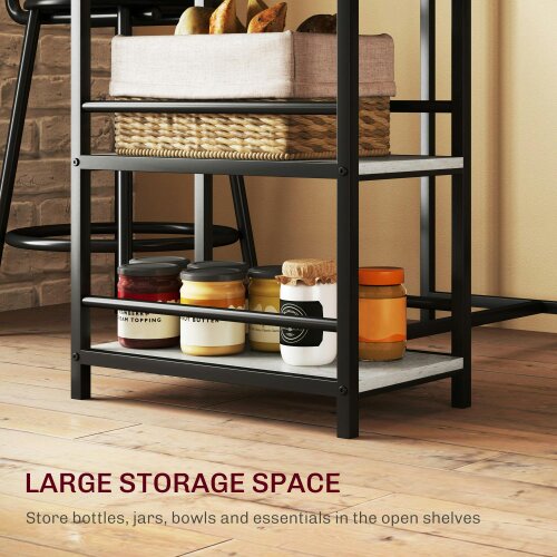 Wyld Haus Raco Sera Wooden Grey And Black 3 Piece Kitchen Dining Set With Integrated Shelving