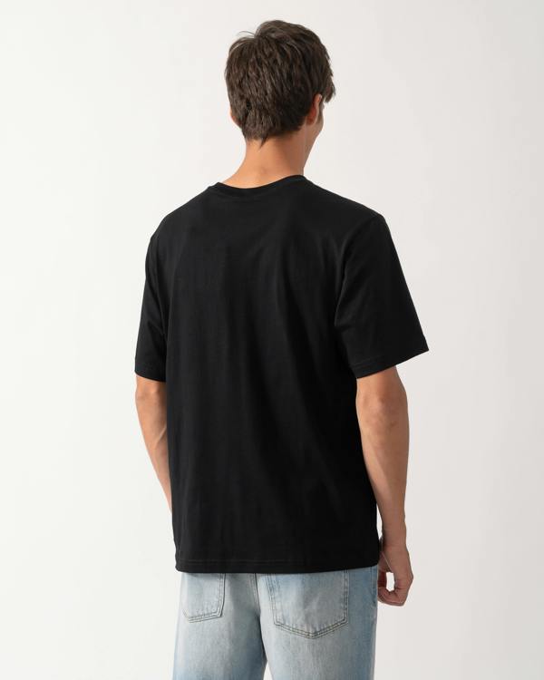 back of model wearing a Moose Knuckles Mens Yul Classic T-Shirt in Black 292