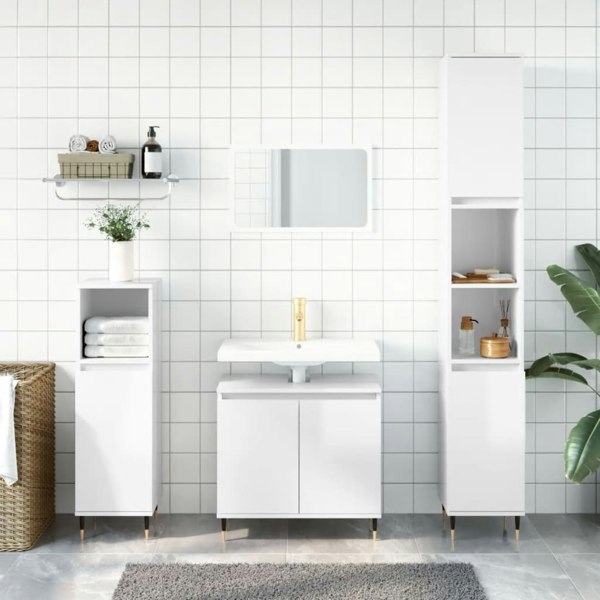 Berkfield Bathroom Cabinet High Gloss White 58x33x60 cm Engineered Wood