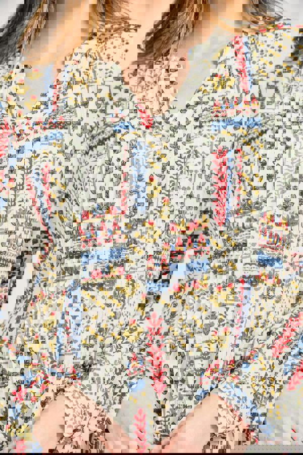 Mudflower Pintuck Printed Shirt