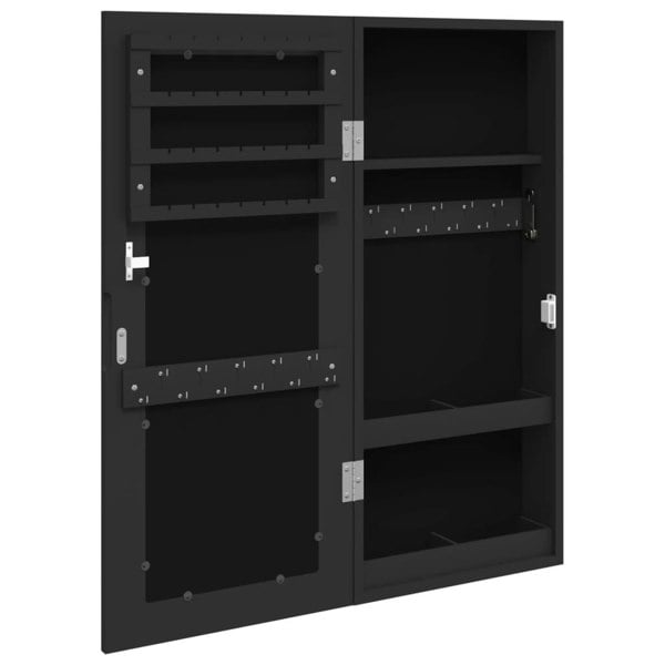 Berkfield Mirror Jewellery Cabinet Wall Mounted Black 30x8.5x67 cm