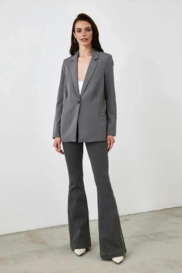 WOVCOR Woven Blazer Jacket with Lining Detail