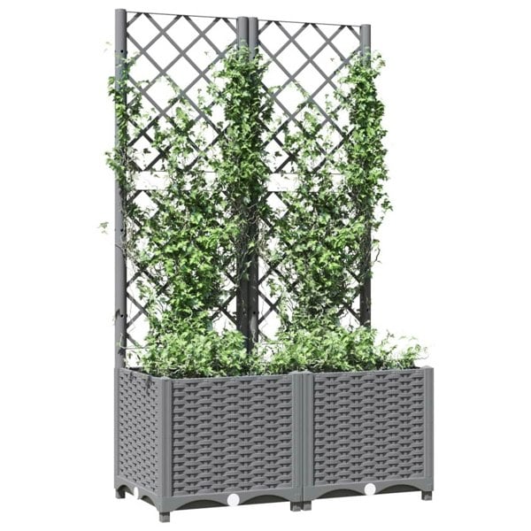 Berkfield Garden Planter with Trellis Light Grey 80x40x136 cm PP