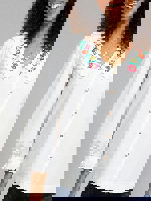 Kite Womens Organic Crendell Embroidered Collar Poplin Blouse