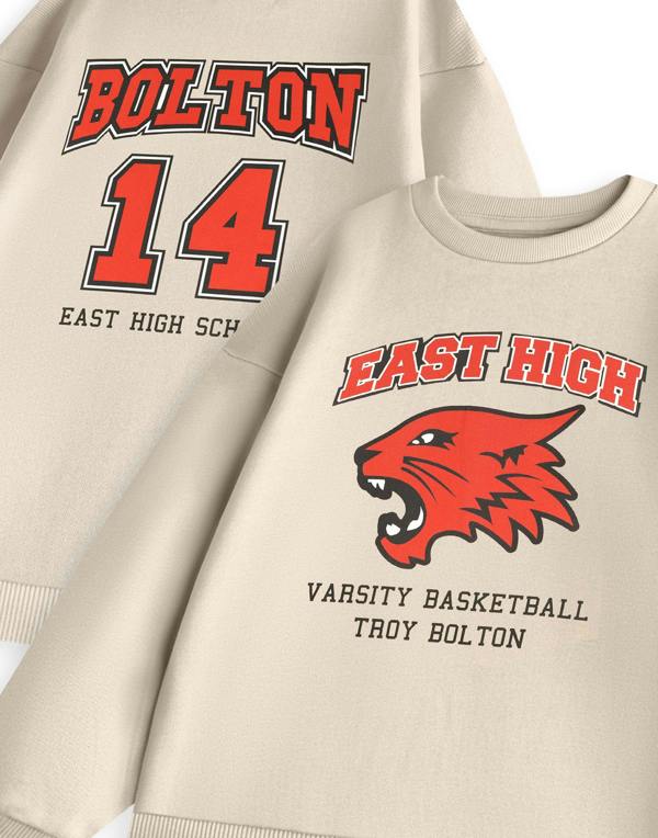 High School Musical Womens Beige Varsity basketball sweat Sweatshirt