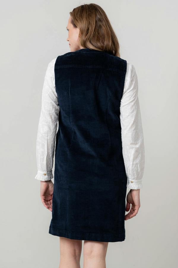 Lily & Me Belle Stretch Cotton Jumbo Cord Dress Navy
