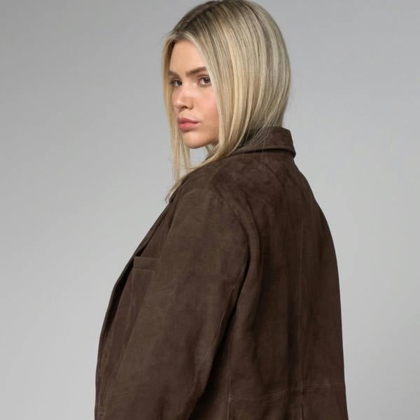 Barneys Originals Women's Real Suede Blazer in Brown