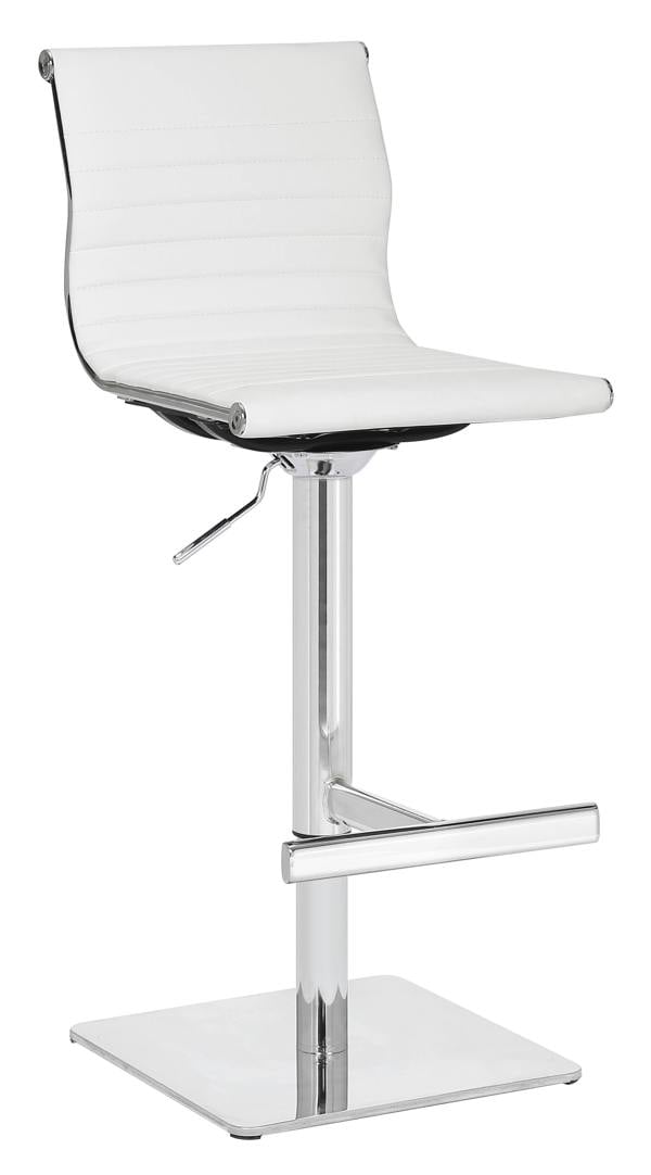 Lamboro Rovigo Deluxe Breakfast Bar Stool, Chrome Footrest, Height Adjustable Swivel Gas Lift, Home Bar & Kitchen Barstool, White
