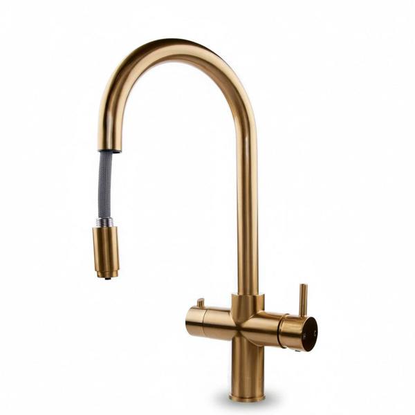 Boha Round Pull Out 3-in-1 Boiling Water Tap - Brushed Brass