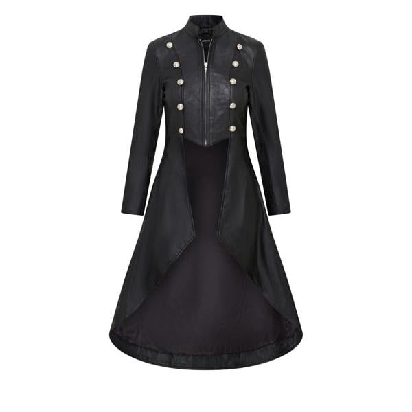 Infinity Leather Womens Gothic Full Length Edwardian Leather Coat - Atlanta