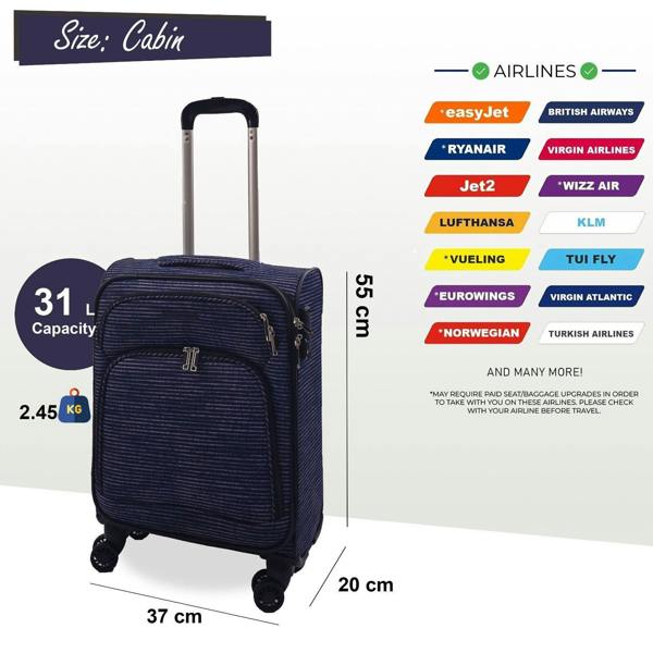 Eagle Luggage Lightweight Print Suitcases 8 Wheel Luggage Travel Soft Bags Set