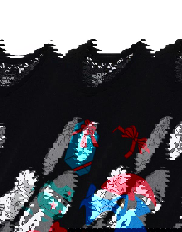Sonic the Hedgehog Mens Black Christmas Presents Short Sleeved T-Shirt
