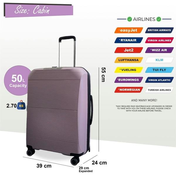 Eagle Luggage Expandable Hard Shell PP 8 Wheel Luggage Travel Cabin Holiday Bags Suitcase Set